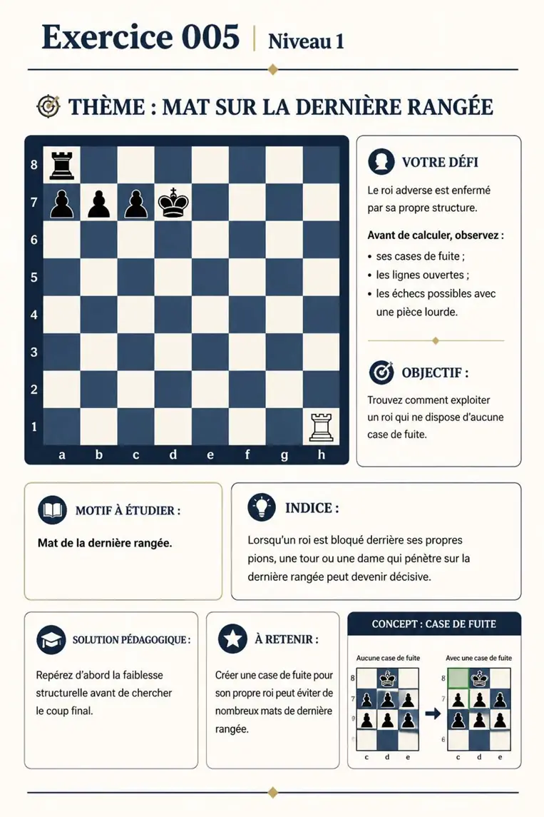 Exercice du guide 100 Exercices Tactiques d’Échecs 6