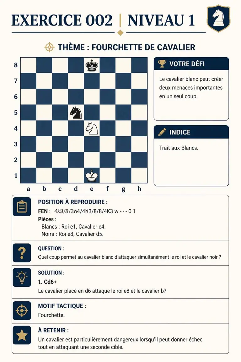 Exercice du guide 100 Exercices Tactiques d’Échecs 3